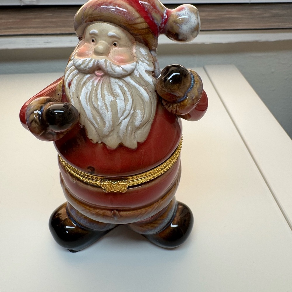 Festive vintage Santa Claus hinge trinket box - Picture 12 of 13